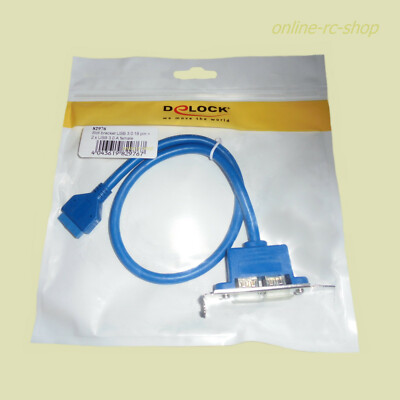 Delock  Slotblech 19Pin USB 3 Pfostenbuchse intern-2x USB 3.0 Typ-A Buchse 82976