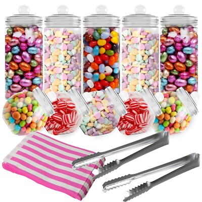 HEFTMAN 10 Retro Kunststoff Leere Süßigkeiten Gläser Set Pick & Mix Süßigkeiten Buffet Tüten