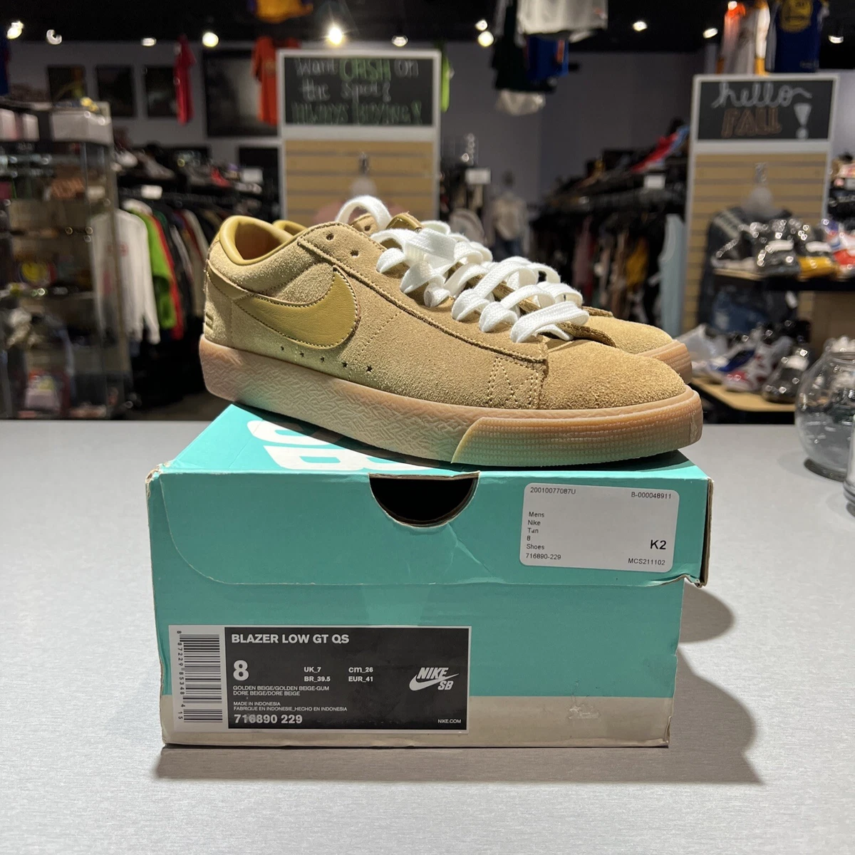 CLEAN🔥 Nike SB Blazer Low GT Supreme Golden Beige Sz 8 716890-229 Sneakers | eBay