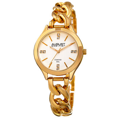 Women's August Steiner AS8222YG Three Hand Quartz Movement Link Bracelet Watch