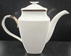 Lenox Solitaire White Square Coffee Pot Lid Set Elegant Dimension Platinum Trim