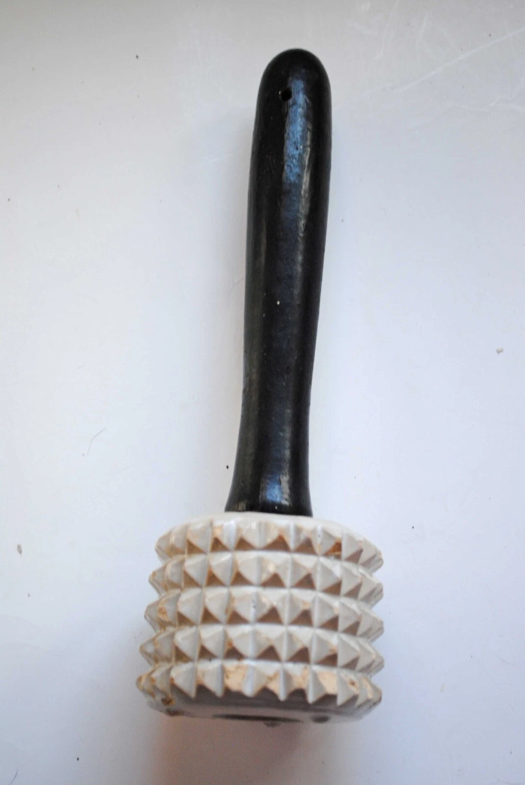 Antique Yellow Ware Stoneware Mallet Meat Tenderizer Pat. Dec 25, 1877