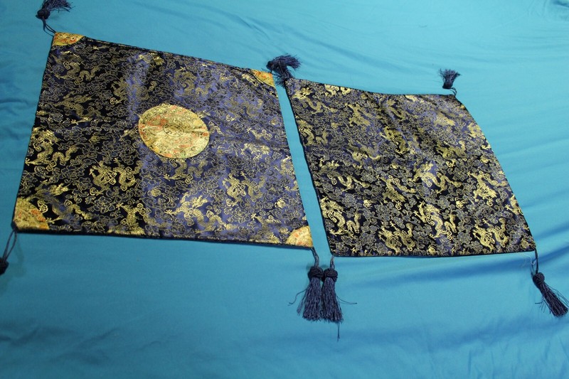 Vintage Royal Navy Blue Oriental zippered Pillow Cover 16"x16"/Dragon design set
