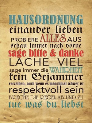 Blechschild 30x40 Hausordnung sage bitte danke Wand Deko Cafe Sammler Geschenk
