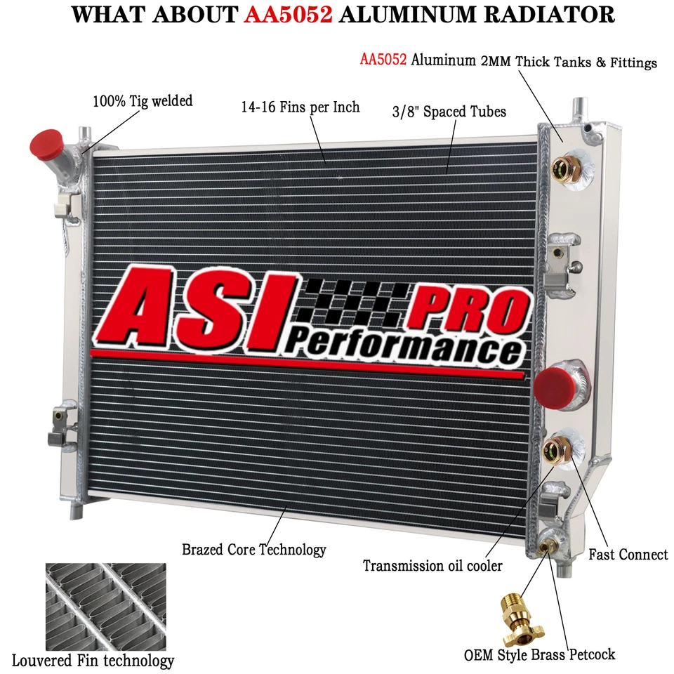 4 Row Radiator for 2005-2013 2008 Chevrolet Corvette C6 5.3L 6.2L 7.0L V8 Foto 2 de 4