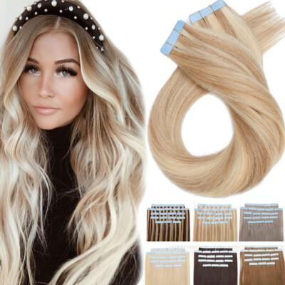 #ad #ad 80PCS 200G Thick Tape In Real Remy 100% Human Hair Extension Full Head Skin Weft $47.42