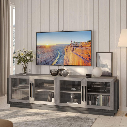 TV Stand Modern Entertainment Center Cabinet Shelves Wood Storage Living Room 75 - Picture 11 of 12