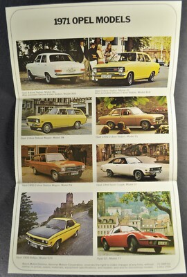 1971 Opel Paint Chip Colors Brochure GT 1900 Rallye Wagon