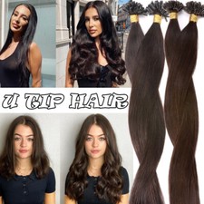 Russian Remy Human Hair Extensions Nail U Tip Keratin Pre Bonded 0.5g Brown 100g