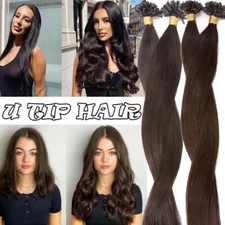 Russian Remy Human Hair Extensions Nail U Tip Keratin Pre Bonded 0.5g Brown/100g