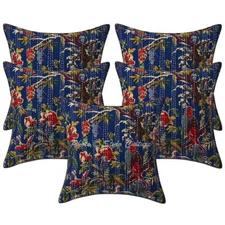 Kantha Cushion Cover Bohemian Sofa Cover Ethnic Indian Decorative Home Decor