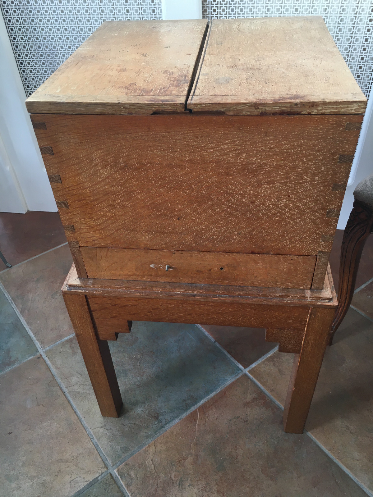 Vintage Wooden Sewing Box On Legs. eBay