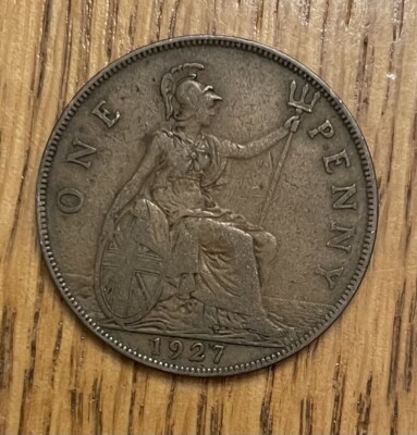 1927 ONE PENNY GEORGIVS V DEI GRA BRITT OMN REX FID DEF REAT