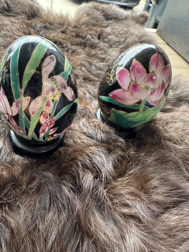 Handwerkliches handbemaltes buntes Blumenmuster Keramik Ei 3er Set - Bild 3 von 14