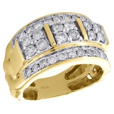 10K Yellow Gold Round Diamond Domed Mens Statement Pinky Ring Wedding Band 2 CT.