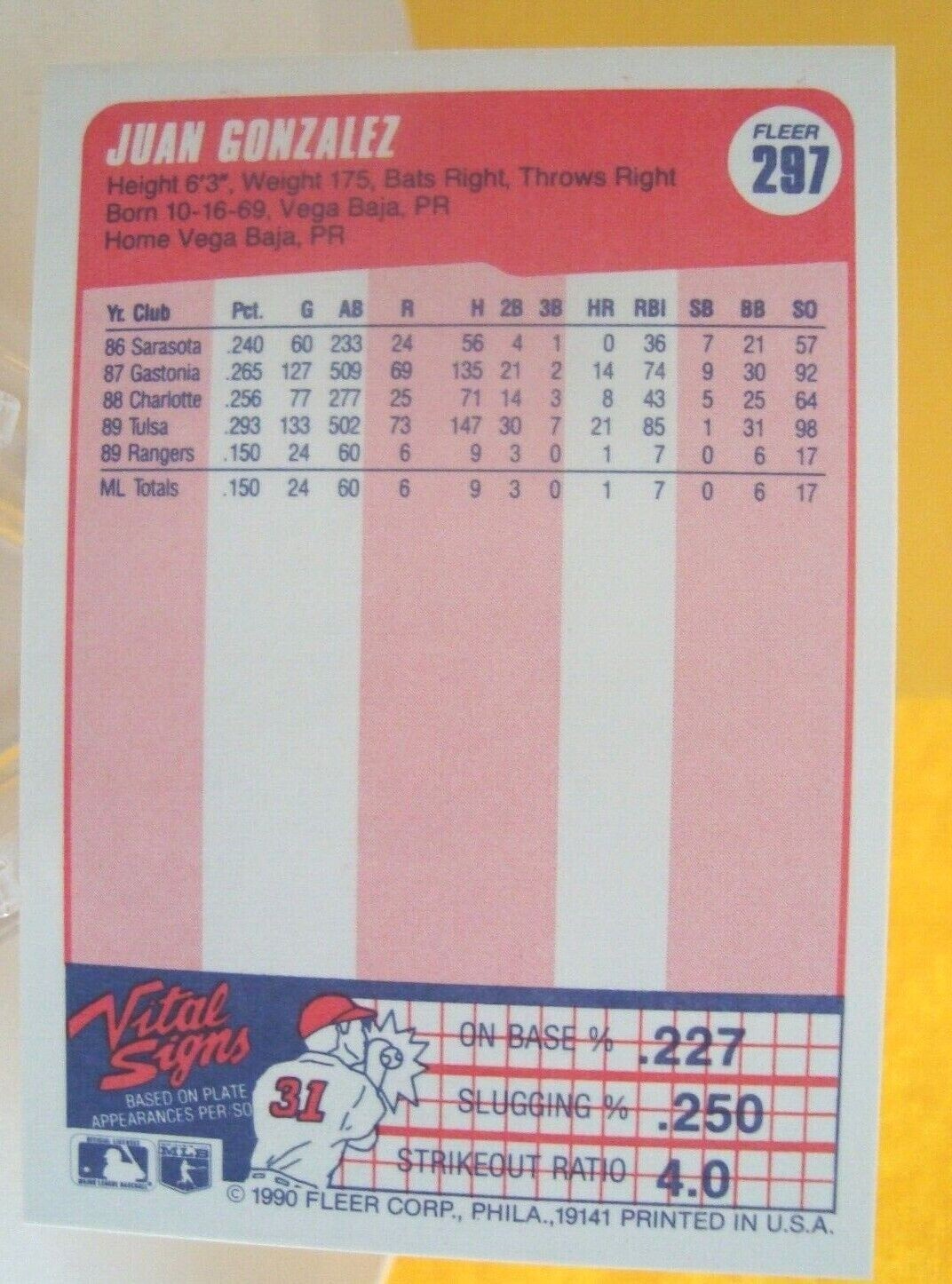 JUAN GONZALEZ baseball cards - rookie, base & inserts - *You Pick* Texas Rangers - Picture 7 of 49