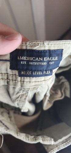 American Eagle Next Level Flex Cargo Shorts Mens 28 Solid Longer Length Tan - Picture 3 of 5