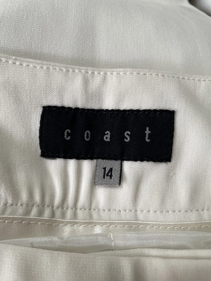 Coast Women’s Cream Belted Wide Leg Work Trousers Office Size 14 - Image 4 of 4