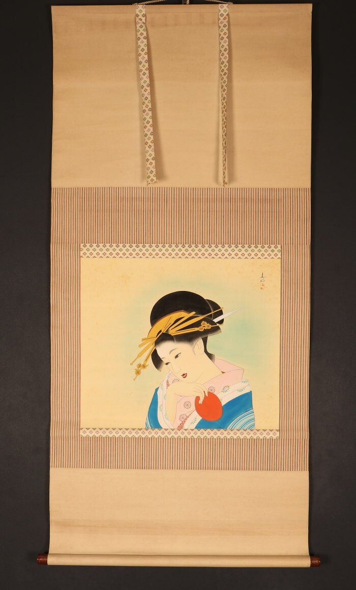 Geisha JAPANESE PAINTING HANGING SCROLL JAPAN Old Art VINAGE