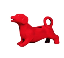 Daschund  Dachshund Weiner Dog Ceramic Red Creamer Cream Gravy Server Dispenser