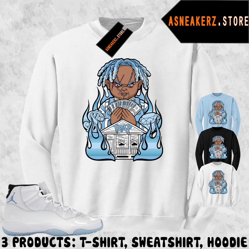 Legend Blue AJ 11 Matching Sweatshirt Chucky Trap House Design-image