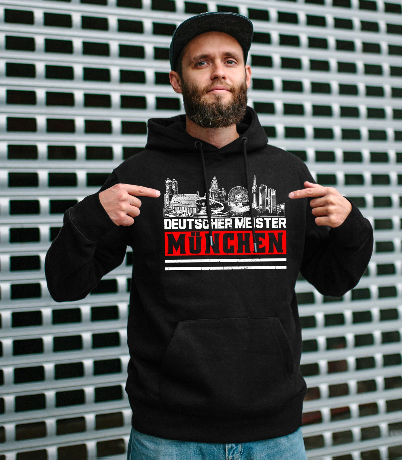 SACAI Felpa con cappuccio München Meister articolo per fan Monaco maglione felpa con cappuccio Skyline M1