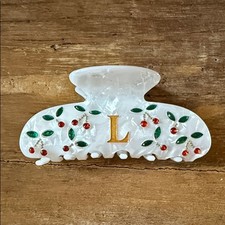 Cherry Print Hair Claw Clip Accessory Letter L NEW