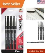 Precise V5 Capped Liquid Ink Rolling Ball Pens, 0.5mm Fine Point, Black, 4Pk