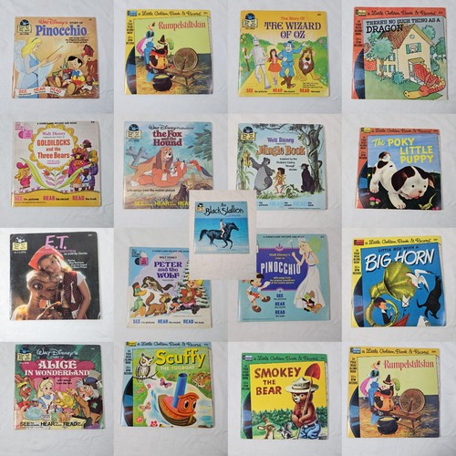 Vintage Lot of 17 Walt Disney & Others Read Along Books and Records 33 1/3 RPM