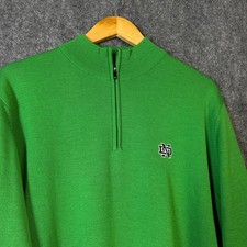Gold Notre Dame Shirt Men L Green Quarter Zip Fighting Irish Golf Business Work