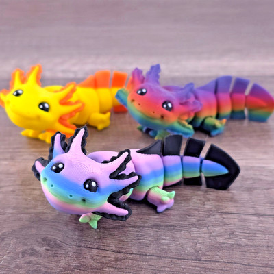 Mini Axolotl Desk Pet   Choose Color - 3D Printed Articulated Flexi Fidget Toy
