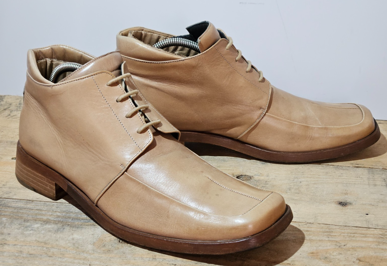 JEFFERY WEST MENS COOL CAMEL TAN LEATHER 4 TIE CHUKKA ANKLE BOOTS UK 10 EU 44