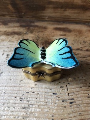 Limoges Schmetterling France Peint Main Trinket Box 