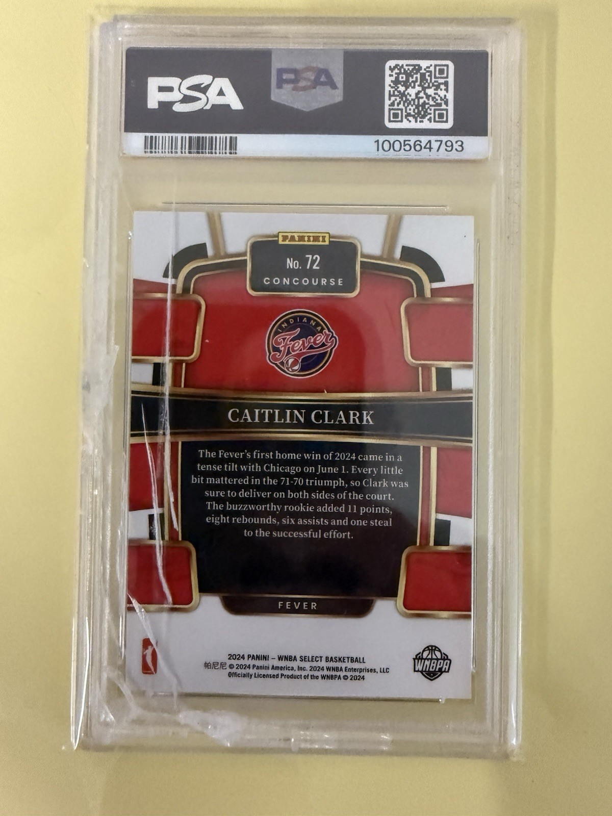 2024 Panini Select WNBA #72 Caitlin Clark Fever RC PSA 10 GEM MINT- DAMAGED SLAB view 2