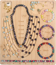 Bead Board for Jewelry Making, Bamboo Beading Tray Design Mat for Necklaces, Bra