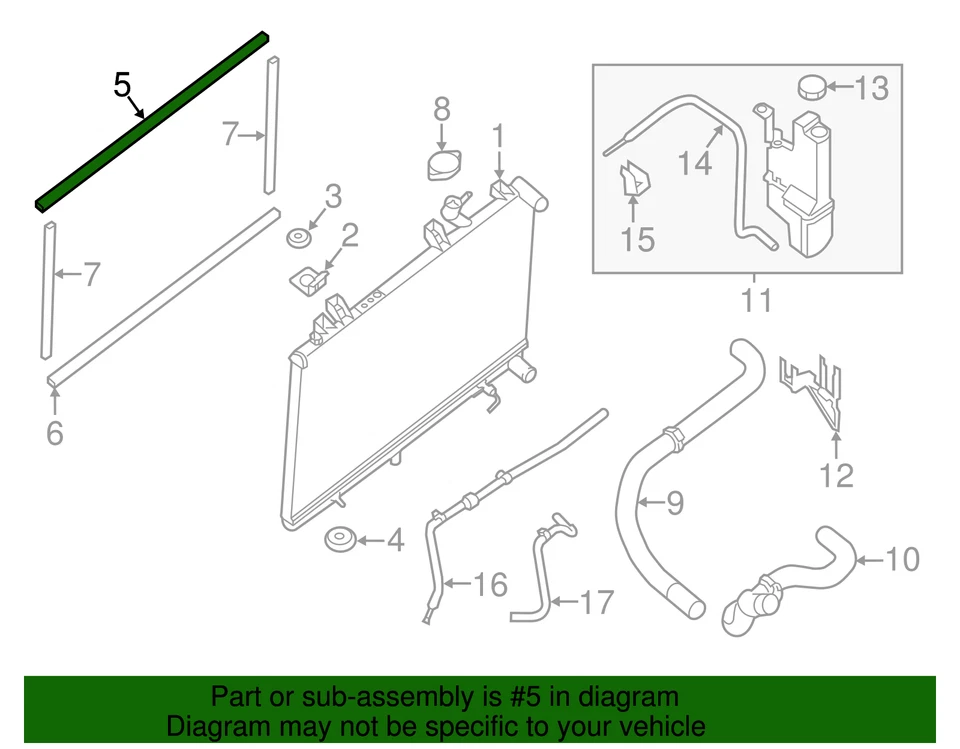 Original Nissan Murano 2015-2024 - Conjunto de radiador sello superior 21496-5AA0A Foto 2 de 2