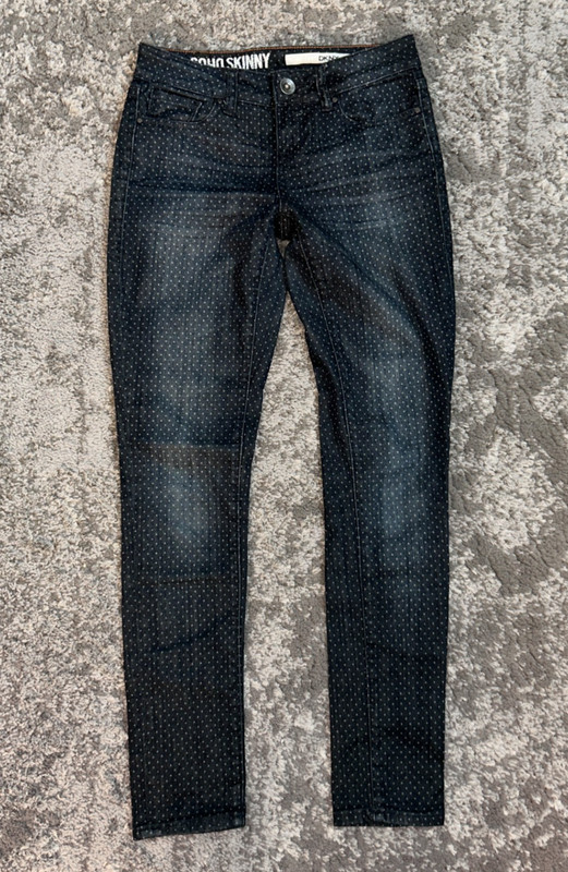 DKNY Jeans Womens Size 0 Blue Soho Skinny Polka Dot Denim Pants