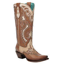 Corral Ladies Honey Overlay  Embroidery  Studs Western Boots A5014