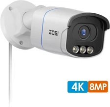ZOSI C186 4K 8MP Add on PoE Security Camera Outdoor For ZOSI PoE NVR NightVision