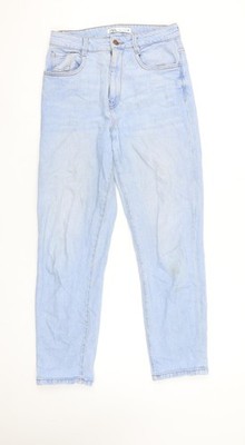 ZARA Damen blau Mom Jeans Größe 10 hoher Bund Relaxed Fit Denim