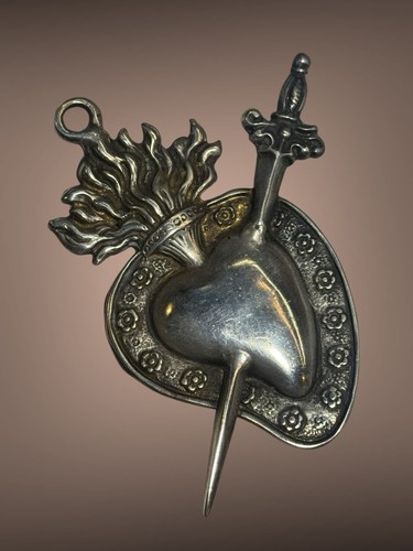 Sacro cuore per Madonna Addolorata accessorio statua ex voto trafitto fiamma - Foto 2 di 13
