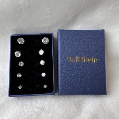 Bell Rhin Stud Earrings Set Spiral Earrings, Fashion Diamond Women, 0.23-0.27