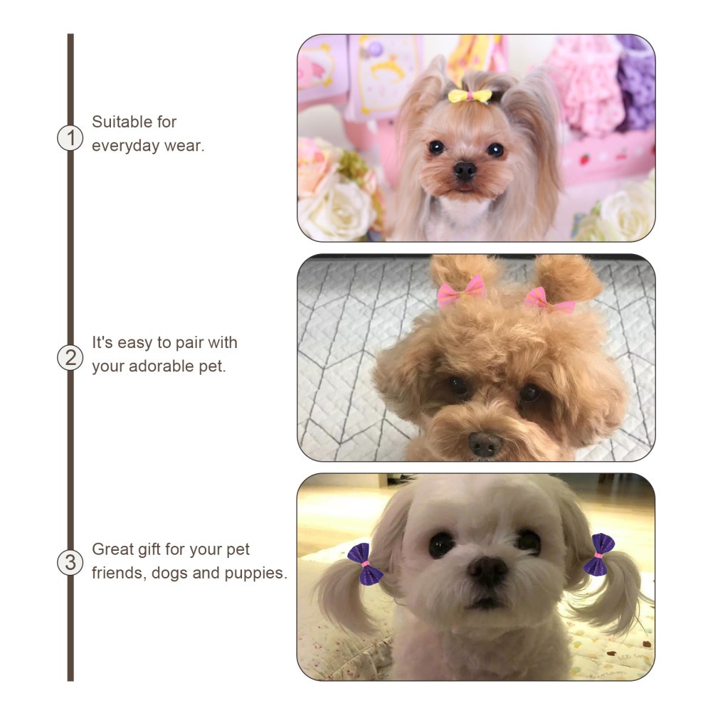 10 pezzi forcine per capelli con fiocco per animali domestici colorate fermagli per capelli per cani semplici accessori per peli di animali foto 4