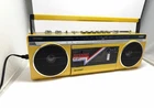 Sharp QT-12 Yellow Vintage Boombox AM/FM Cassette On Vol Issue Untested