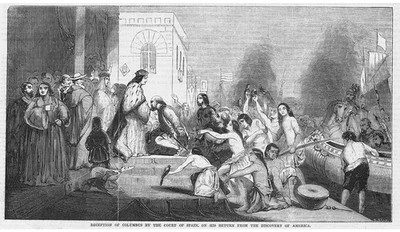 CHRISTOPHER COLUMBUS Rückkehr nach Spanien nach Amerika Entdeckung antiker Druck 1847
