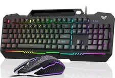 AULA Keyboard, T102 104 Keys Gaming Keyboard and Mouse Combo with RGB Backlit