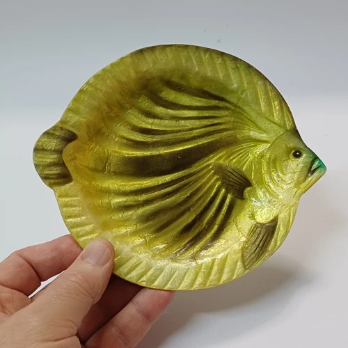 *SALE* 1 Vintage Capiz Shell Fish Plate Trinket Desert Dish 5.8in Philippines
