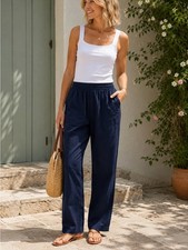 Banana Republic Navy Relaxed Elastic-Waist Pants
