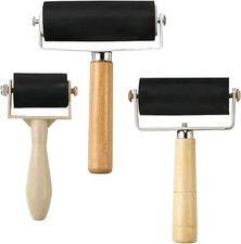 3PCS Rubber Brayer Roller Set Printmaking Ink Craft Paint Roller Tool 1.4-4in