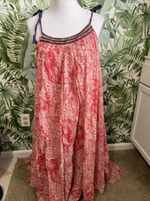 Womens Free People Boho Red Printed Draped Sleeveless Maxi Dress - Size XS